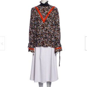 Mother of Pearl floral print mock neck blouse size 6